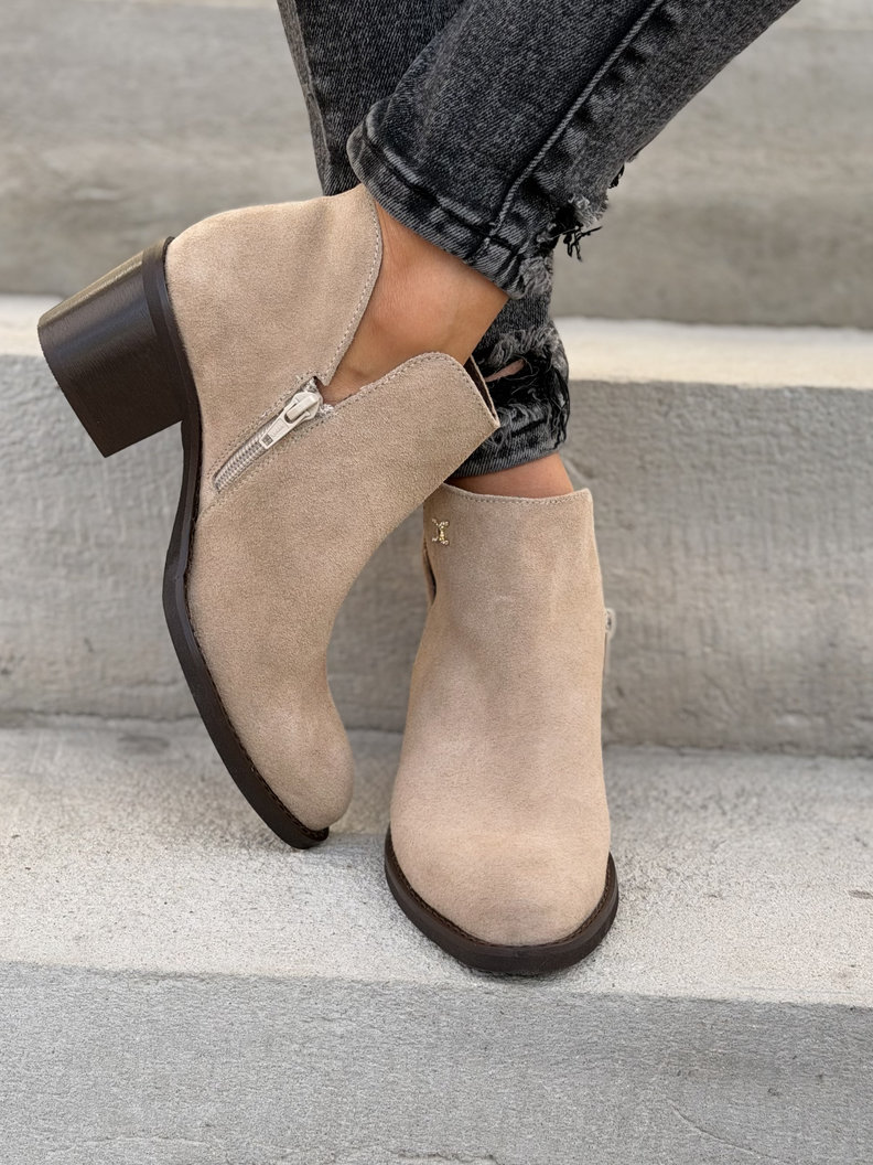 Wiosenne botki KAZADII BRAVISSI BEIGE na obcasie skóra naturalna - obrazek 4