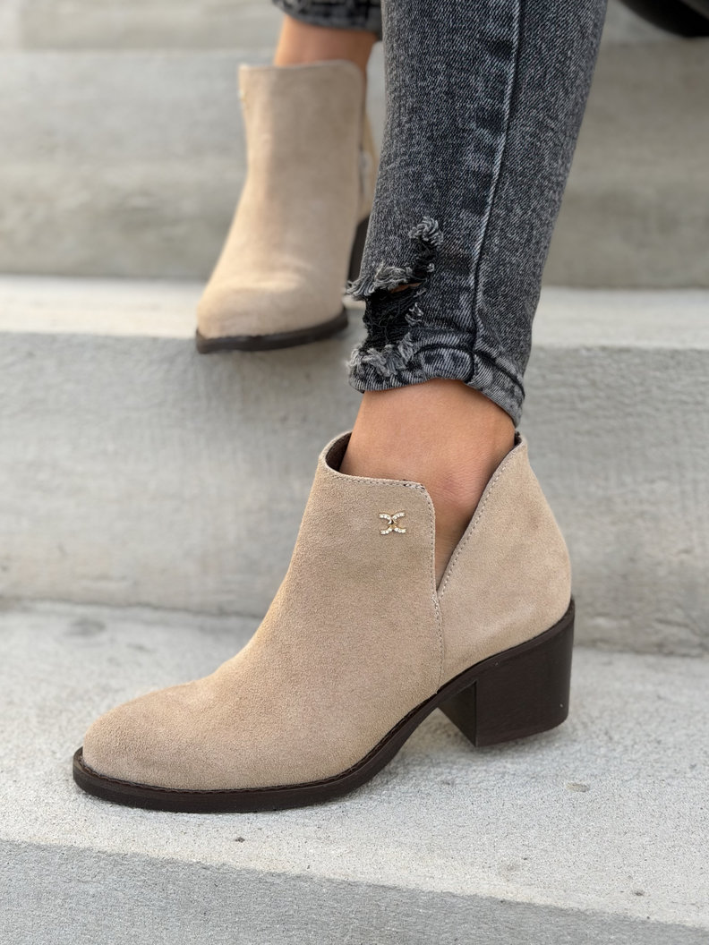 Wiosenne botki KAZADII BRAVISSI BEIGE na obcasie skóra naturalna - obrazek 5