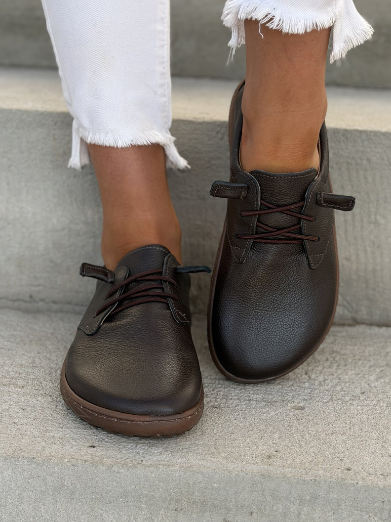 Wygodne trampki KAZADII BAREFOOT MILLO CHOCO GRAIN skóra naturalna