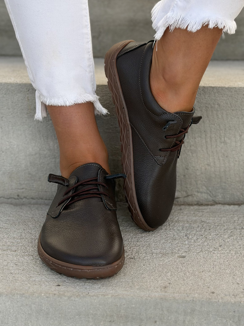 Wygodne trampki KAZADII BAREFOOT MILLO CHOCO GRAIN skóra naturalna - obrazek 5