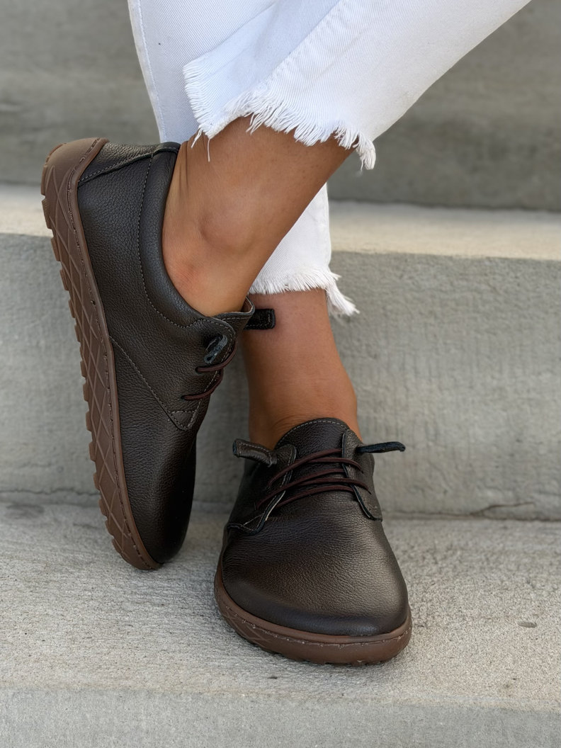 Wygodne trampki KAZADII BAREFOOT MILLO CHOCO GRAIN skóra naturalna - obrazek 6