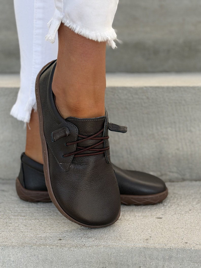 Wygodne trampki KAZADII BAREFOOT MILLO CHOCO GRAIN skóra naturalna - obrazek 4