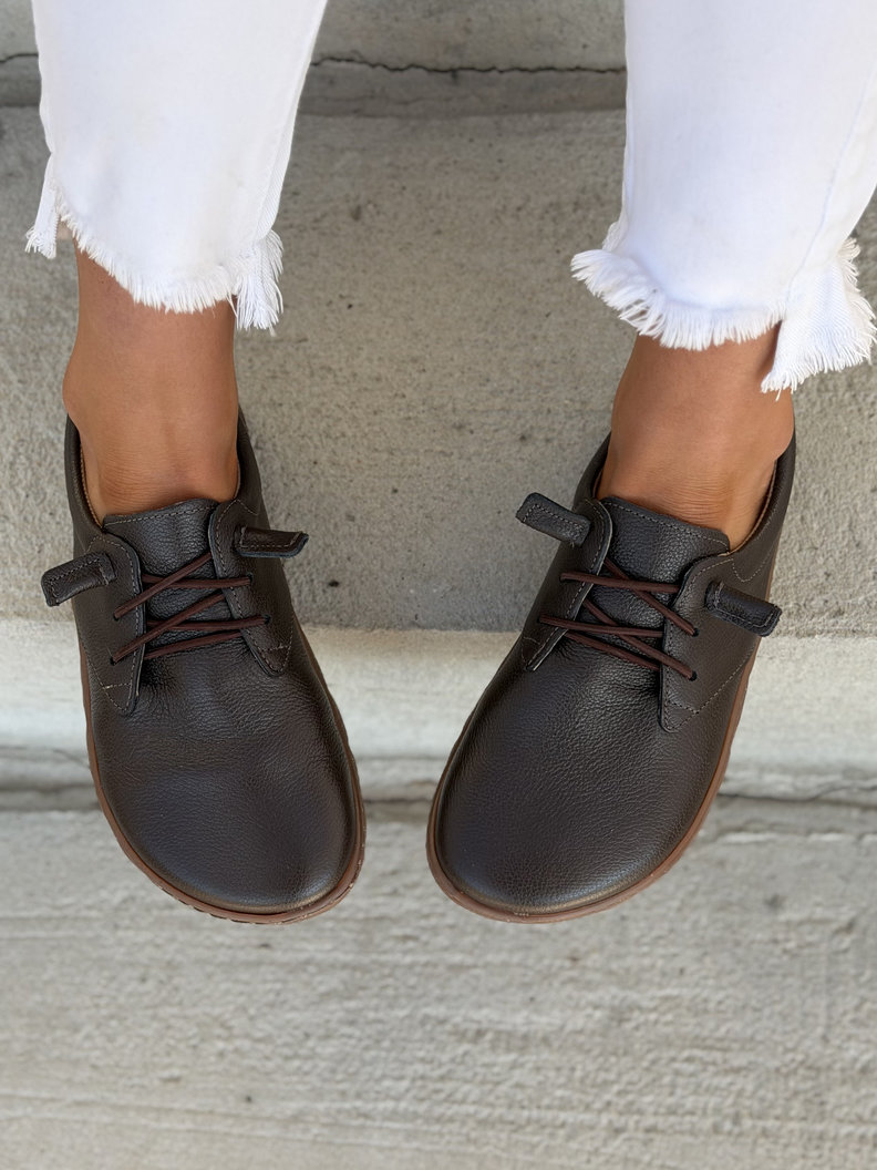 Wygodne trampki KAZADII BAREFOOT MILLO CHOCO GRAIN skóra naturalna - obrazek 3