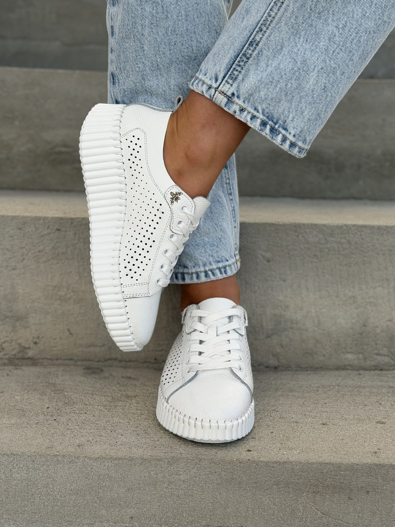 Ażurowe trampki VIOLINA WHITE skóra naturalna - obrazek 5