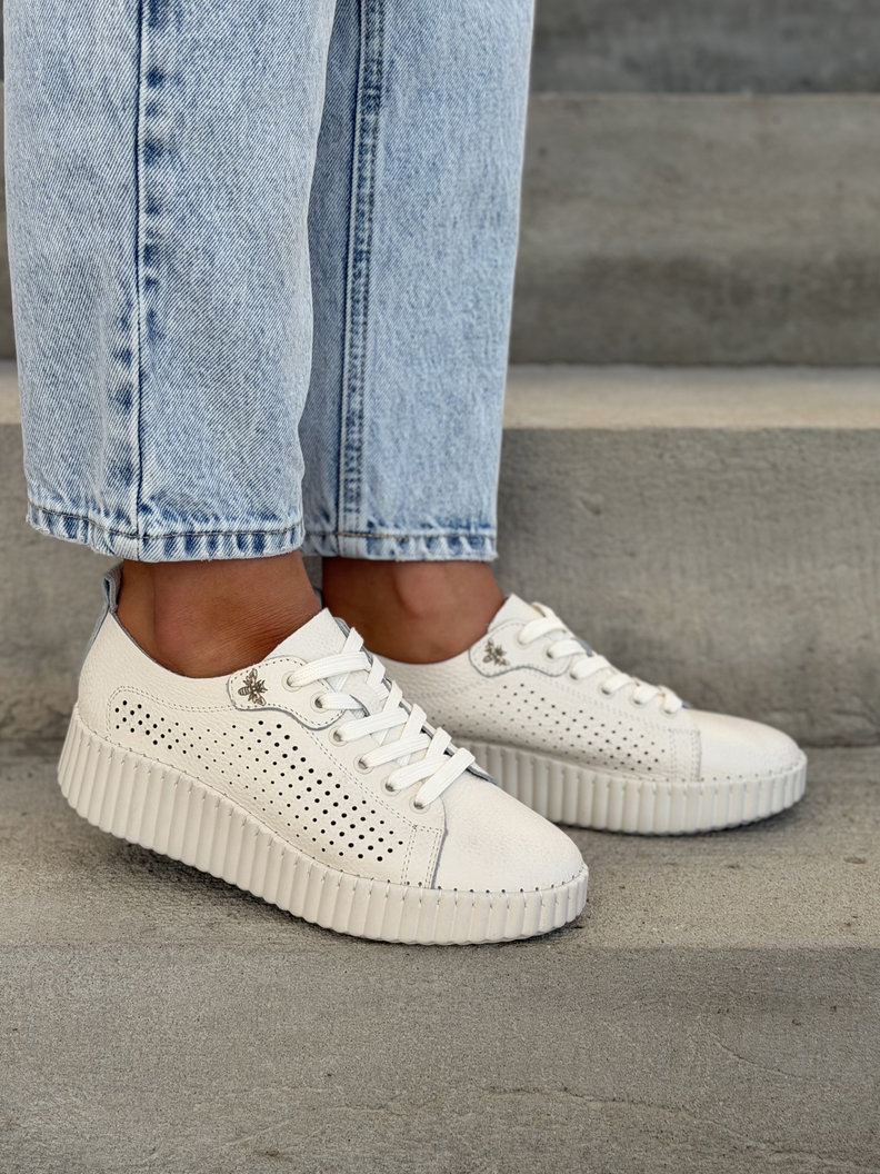 Ażurowe trampki VIOLINA BEIGE skóra naturalna - obrazek 7