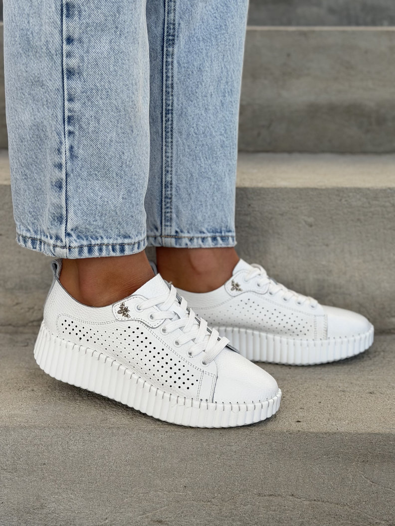 Ażurowe trampki VIOLINA WHITE skóra naturalna - obrazek 7