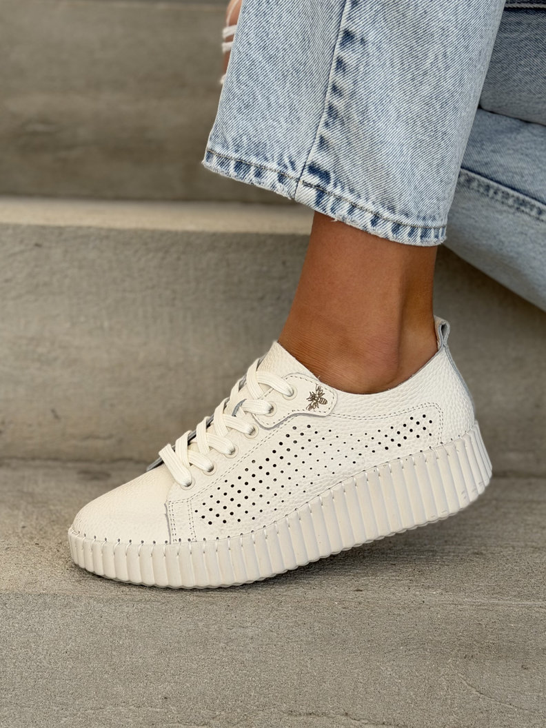 Ażurowe trampki VIOLINA BEIGE skóra naturalna - obrazek 4