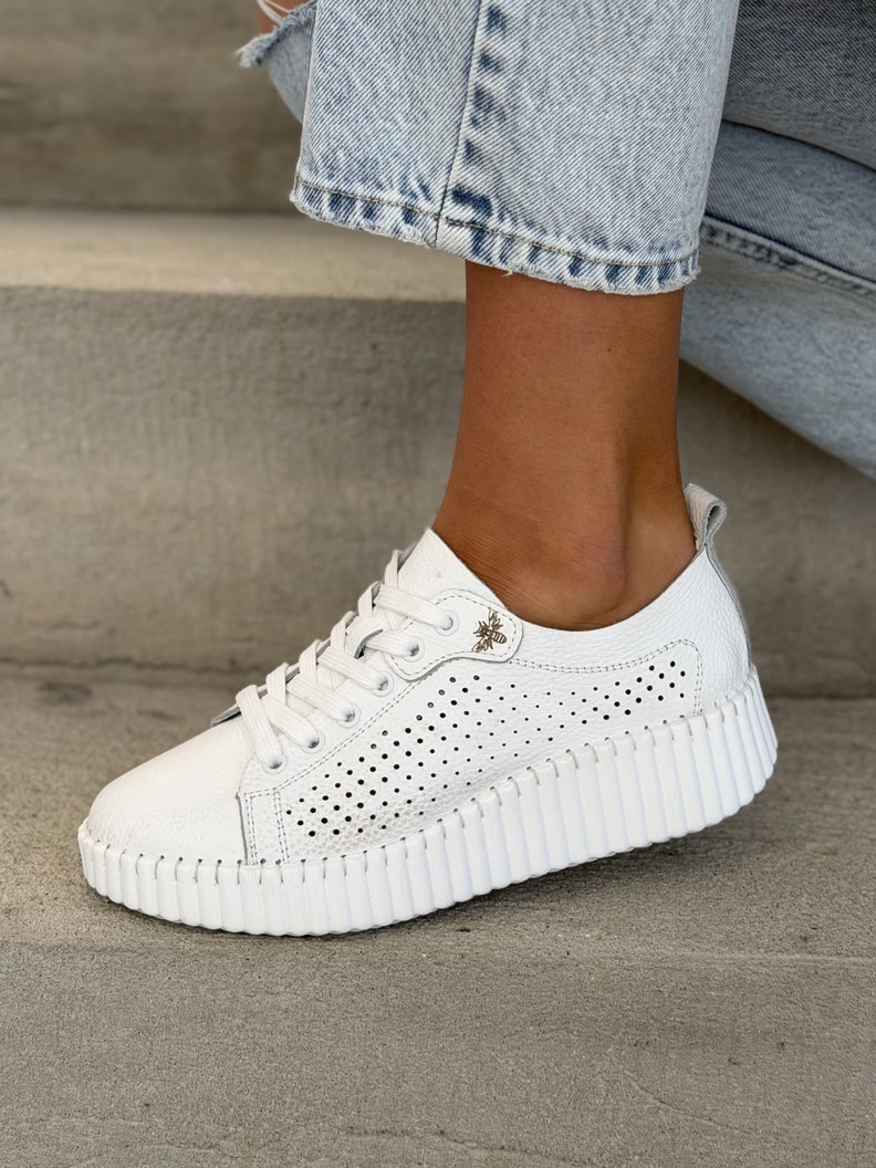 Ażurowe trampki VIOLINA WHITE skóra naturalna - obrazek 6