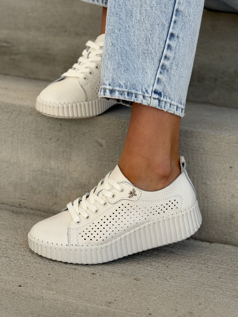 Ażurowe trampki VIOLINA BEIGE skóra naturalna - obrazek 8