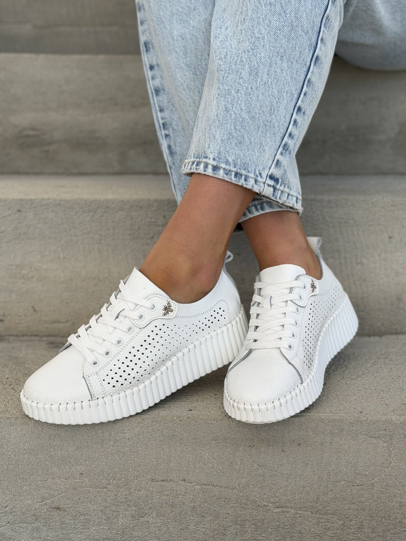 Ażurowe trampki VIOLINA WHITE skóra naturalna - obrazek 8