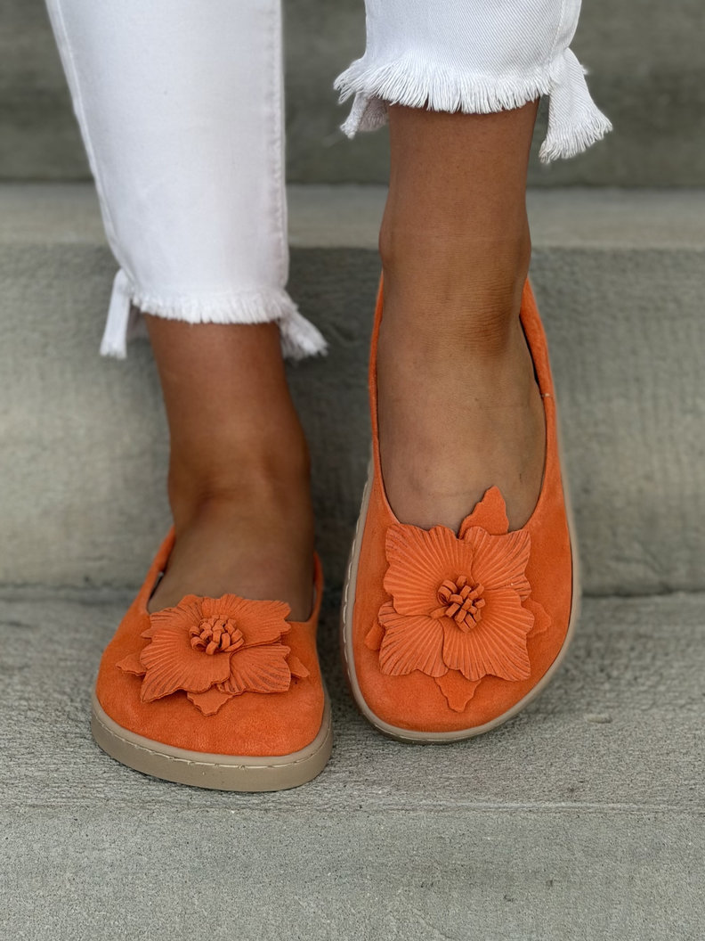 Baleriny KAZADII BAREFOOT CLARESA ORANGE skóra naturalna