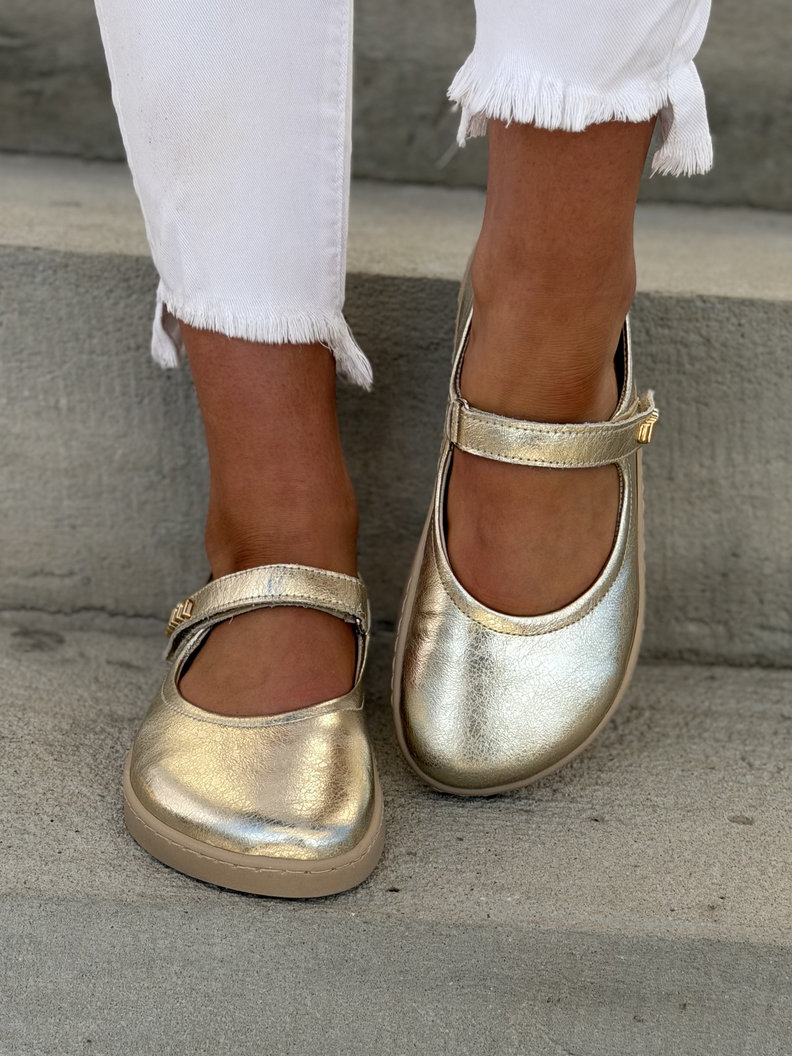 Baleriny KAZADII BAREFOOT MILU GOLD skóra naturalna
