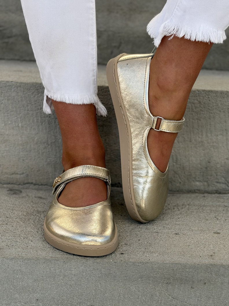 Baleriny KAZADII BAREFOOT MILU GOLD skóra naturalna - obrazek 4