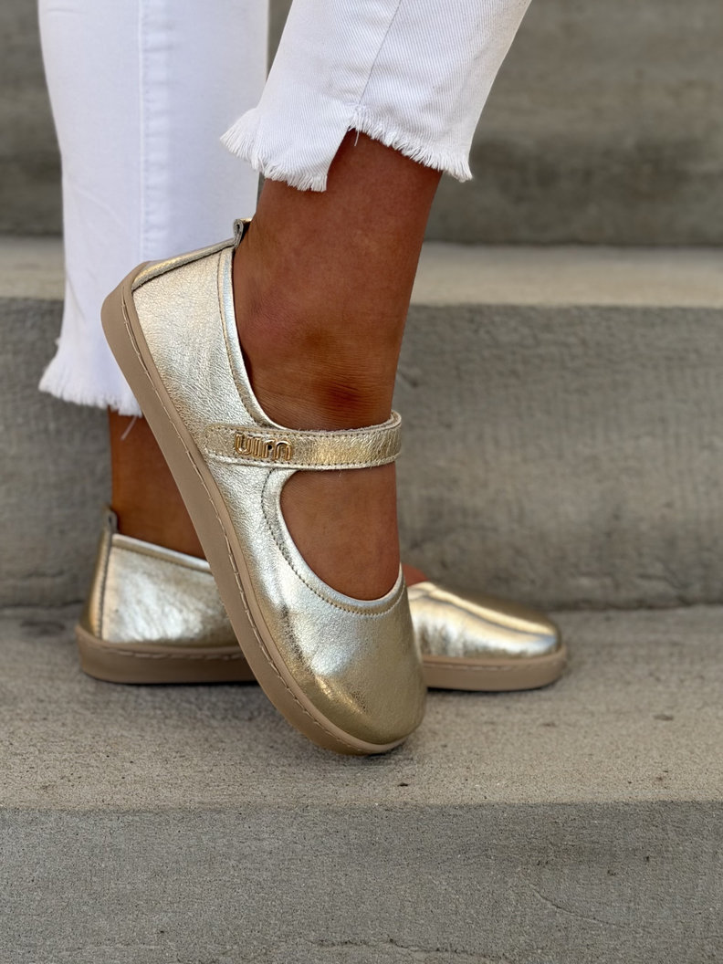 Baleriny KAZADII BAREFOOT MILU GOLD skóra naturalna - obrazek 3