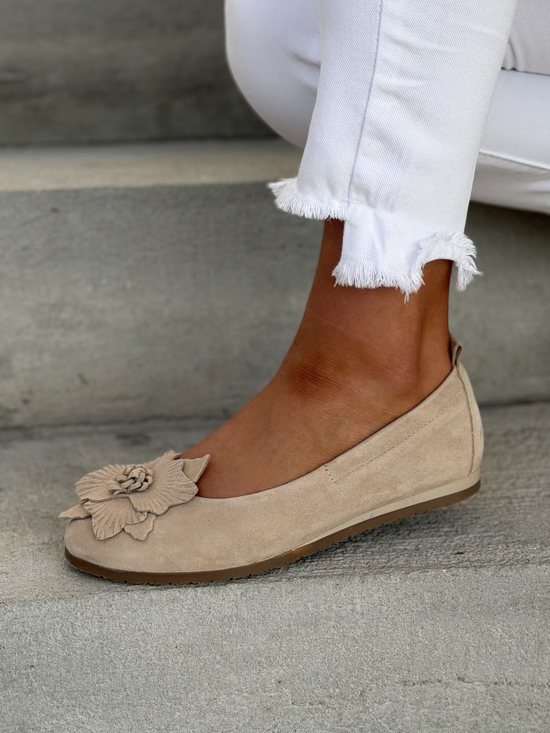 Baleriny KAZADII DIAMANTII BEIGE KWIAT skóra naturalna - obrazek 6