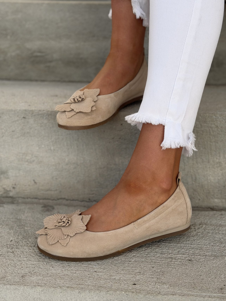 Baleriny KAZADII DIAMANTII BEIGE KWIAT skóra naturalna - obrazek 7