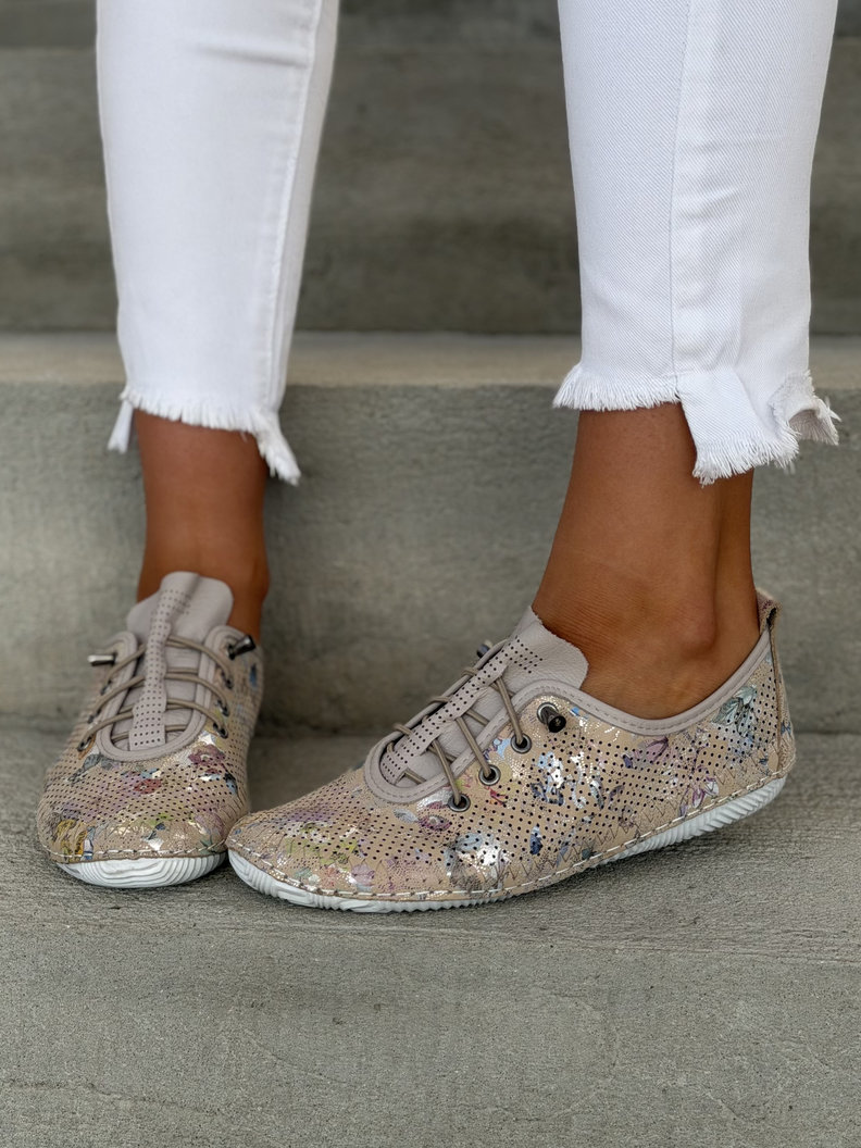 Bardzo wygodne trampki MINOVA BEIGE skóra naturalna - obrazek 11