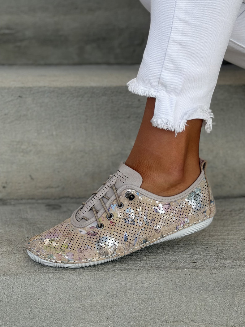 Bardzo wygodne trampki MINOVA BEIGE skóra naturalna - obrazek 7