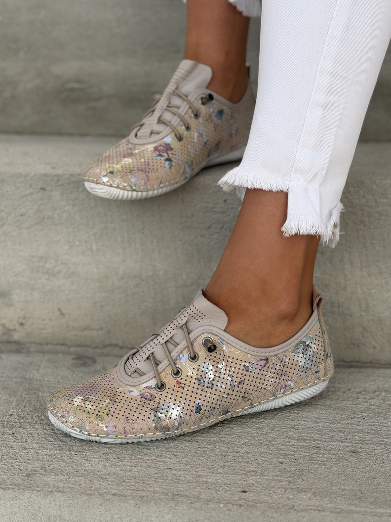 Bardzo wygodne trampki MINOVA BEIGE skóra naturalna - obrazek 8