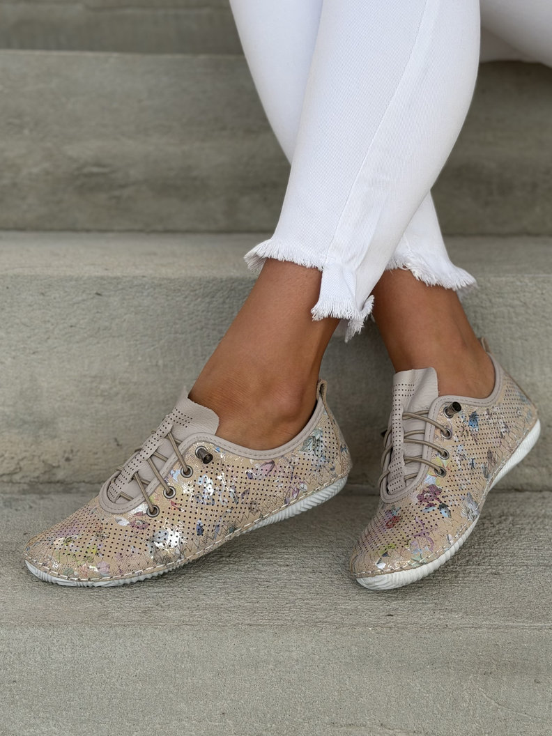 Bardzo wygodne trampki MINOVA BEIGE skóra naturalna - obrazek 9