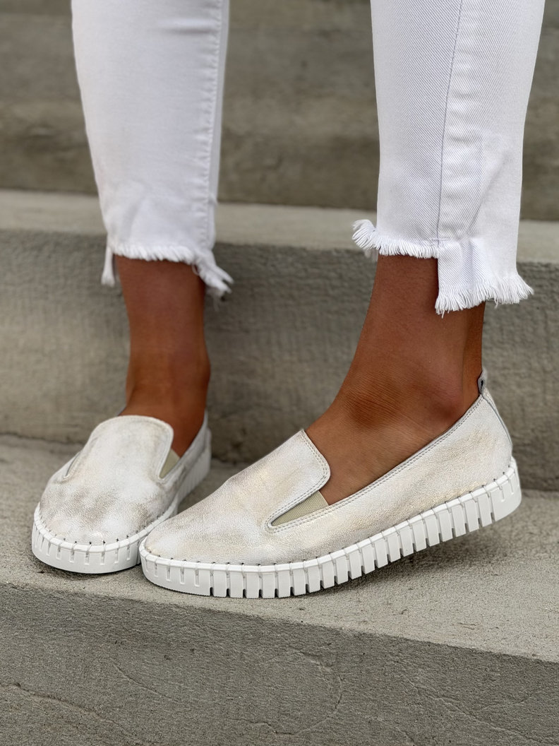 LEKKIE SLIP'ONY KAZADII CALIOS WHITE GOLD skóra naturalna - obrazek 9