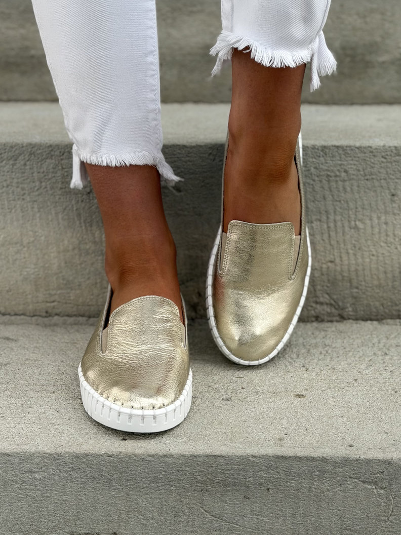 LEKKIE SLIP'ONY KAZADII CALIOS GOLD skóra naturalna - obrazek 3