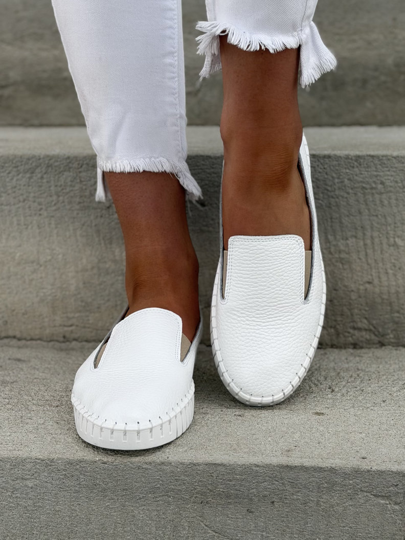 LEKKIE SLIP'ONY KAZADII CALIOS WHITE skóra naturalna - obrazek 3