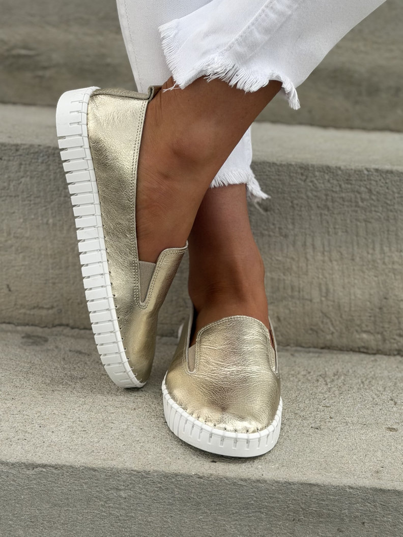 LEKKIE SLIP'ONY KAZADII CALIOS GOLD skóra naturalna - obrazek 5