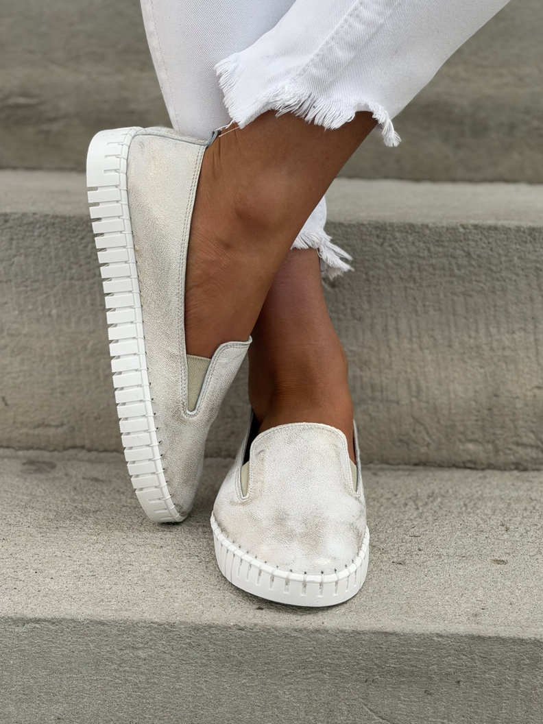 LEKKIE SLIP'ONY KAZADII CALIOS WHITE GOLD skóra naturalna - obrazek 5