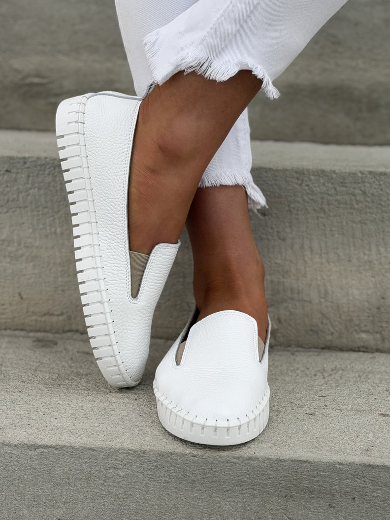 LEKKIE SLIP'ONY KAZADII CALIOS WHITE skóra naturalna - obrazek 5