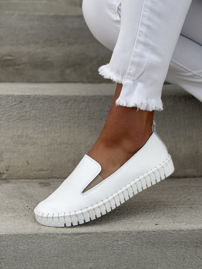 LEKKIE SLIP'ONY KAZADII CALIOS WHITE skóra naturalna - obrazek 6