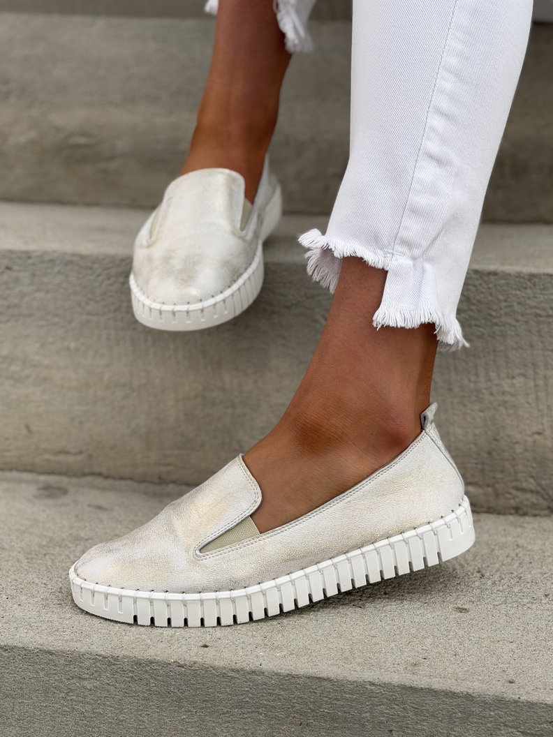 LEKKIE SLIP'ONY KAZADII CALIOS WHITE GOLD skóra naturalna - obrazek 7