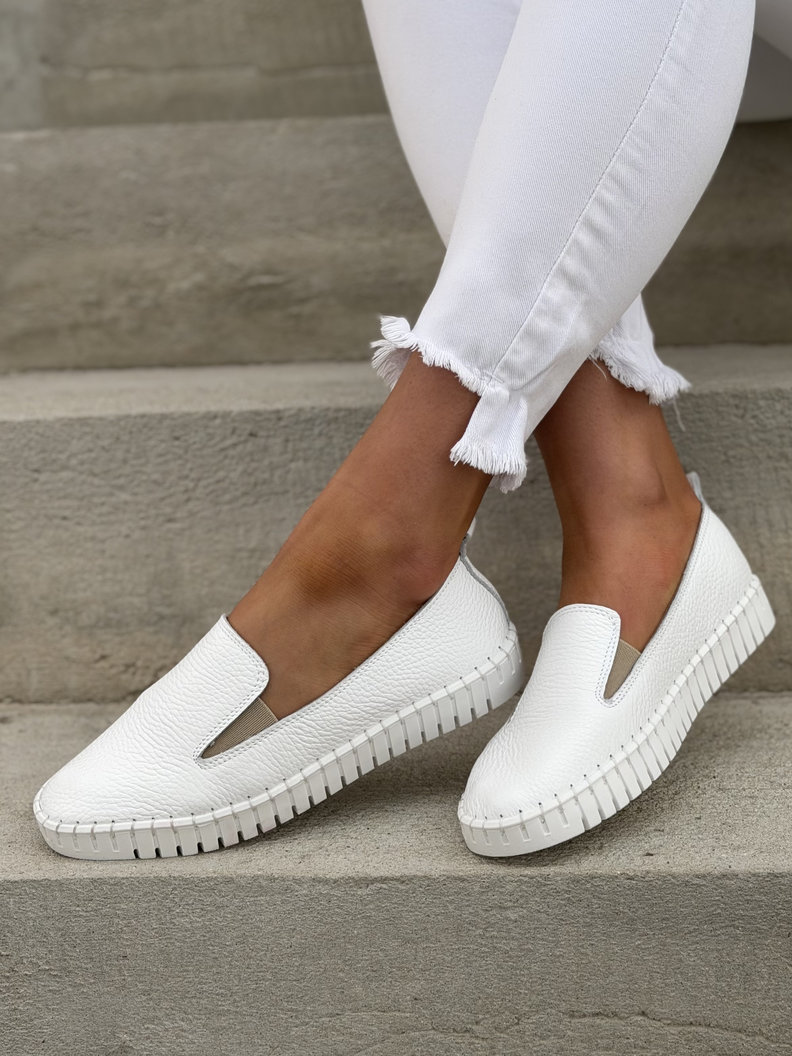 LEKKIE SLIP'ONY KAZADII CALIOS WHITE skóra naturalna - obrazek 8