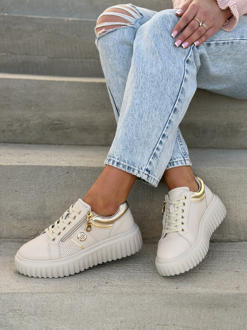 Lekkie jak piórko trampki HOT SUMMER BEIGE skóra naturalna - obrazek 3