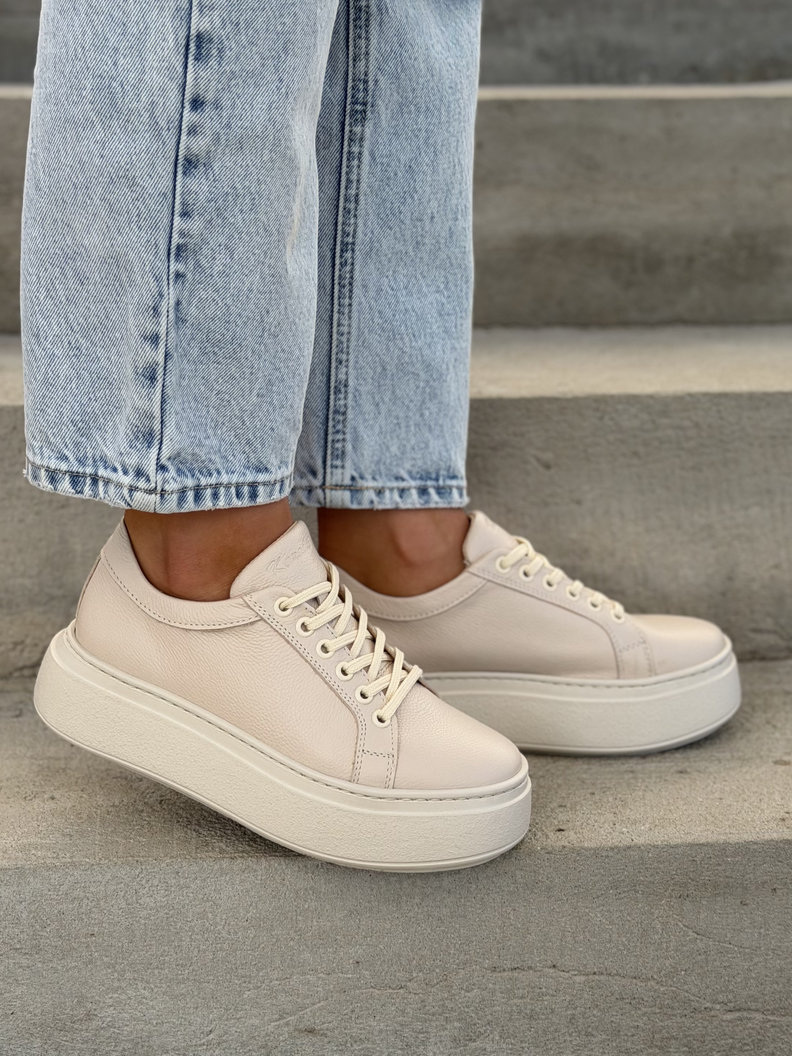 Lekkie trampki KAZADII LORISS BEIGE skóra naturalna - obrazek 8