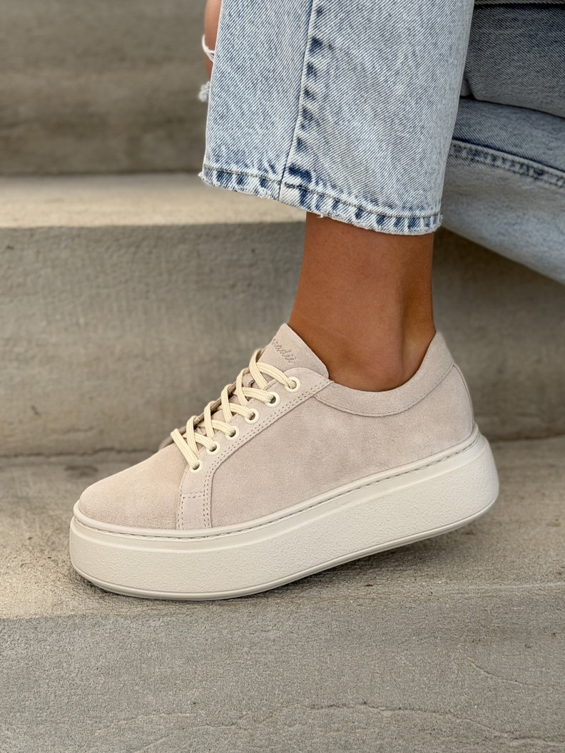 Lekkie trampki KAZADII LORISS BEIGE SUEDE skóra naturalna