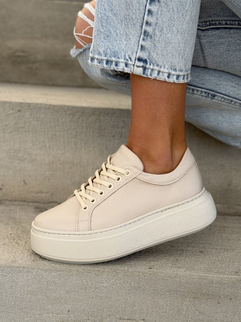 Lekkie trampki KAZADII LORISS BEIGE skóra naturalna