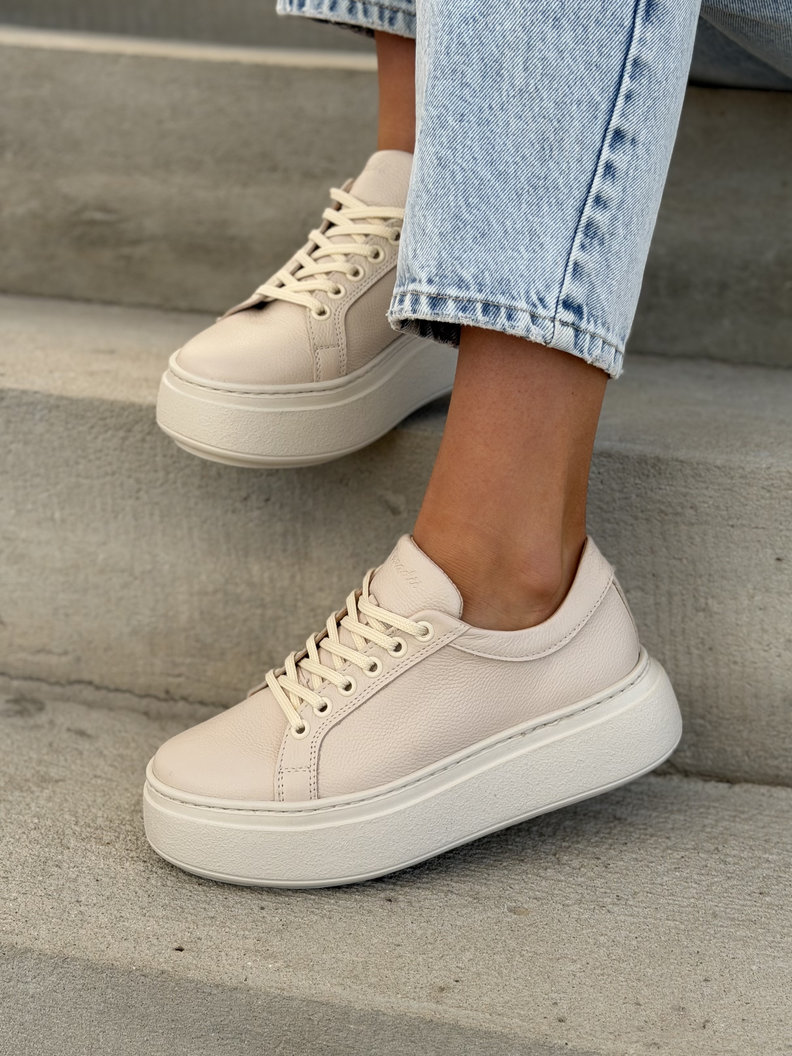Lekkie trampki KAZADII LORISS BEIGE skóra naturalna - obrazek 3
