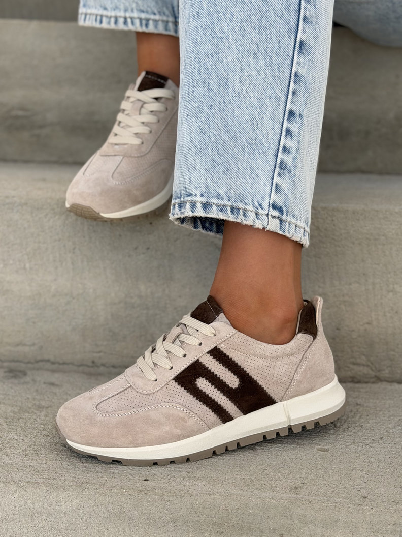 MEGA LEKKIE SNEAKERSY CONTE BEIGE skóra naturalna - obrazek 4