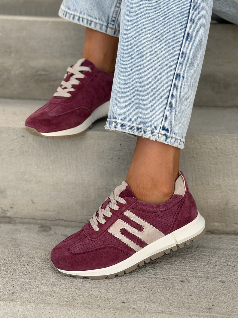 MEGA LEKKIE SNEAKERSY CONTE BURGUNDY skóra naturalna - obrazek 4