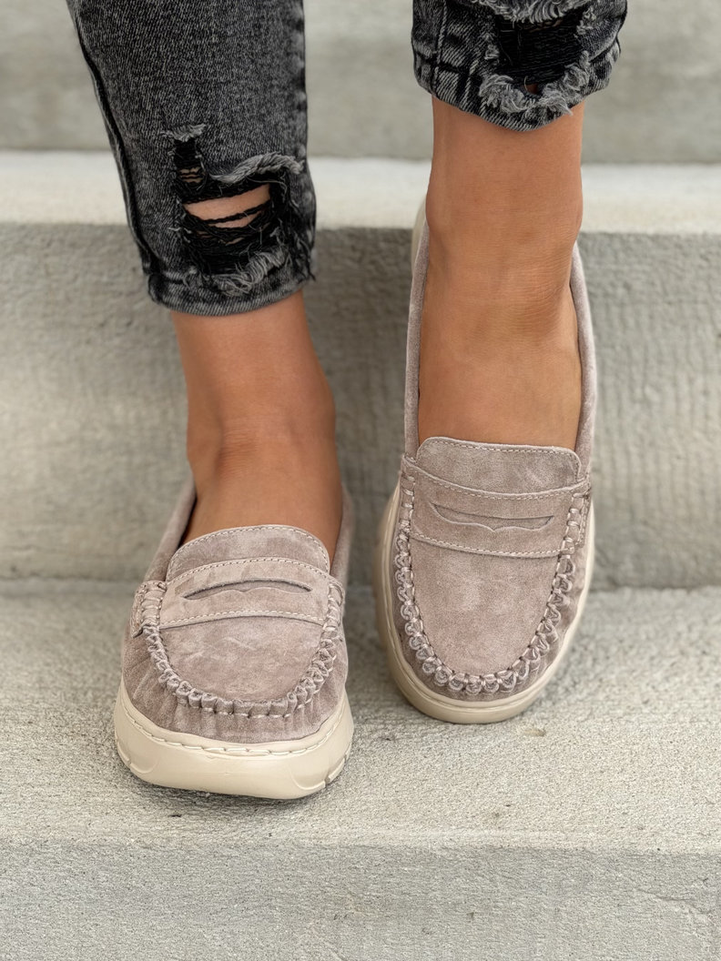 MOKASYNY DAMSKIE LUSORE BEIGE skóra naturalna - obrazek 3