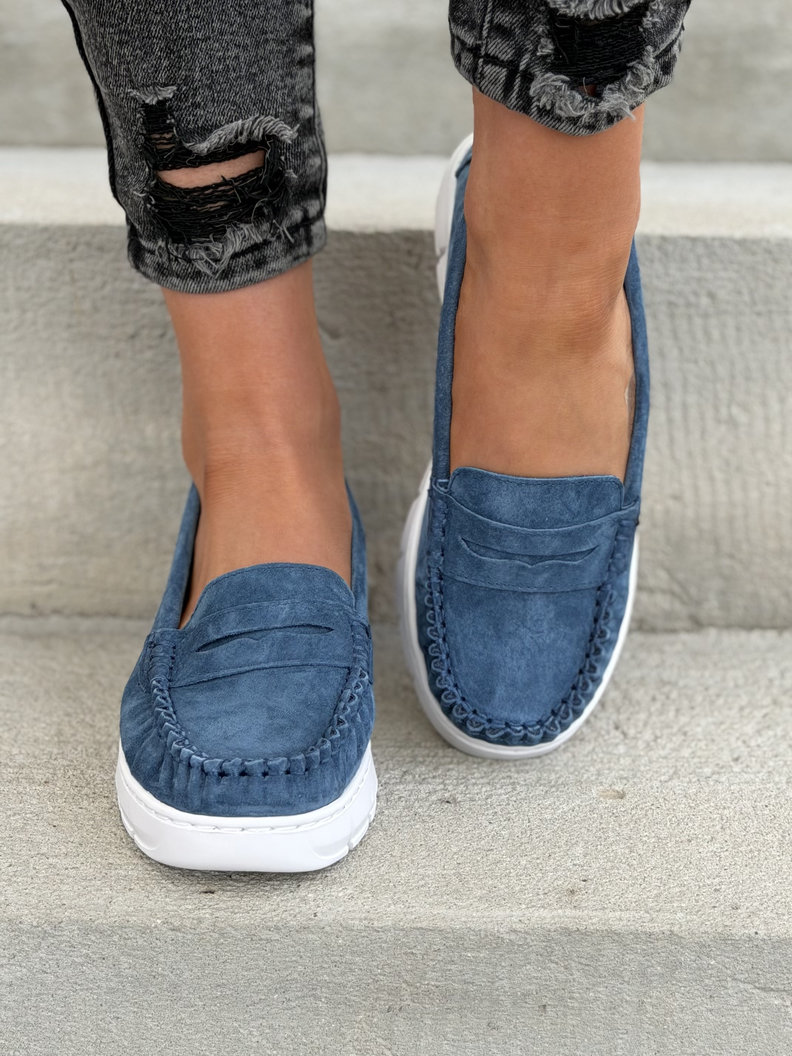 MOKASYNY DAMSKIE LUSORE JEANS BLUE skóra naturalna - obrazek 3