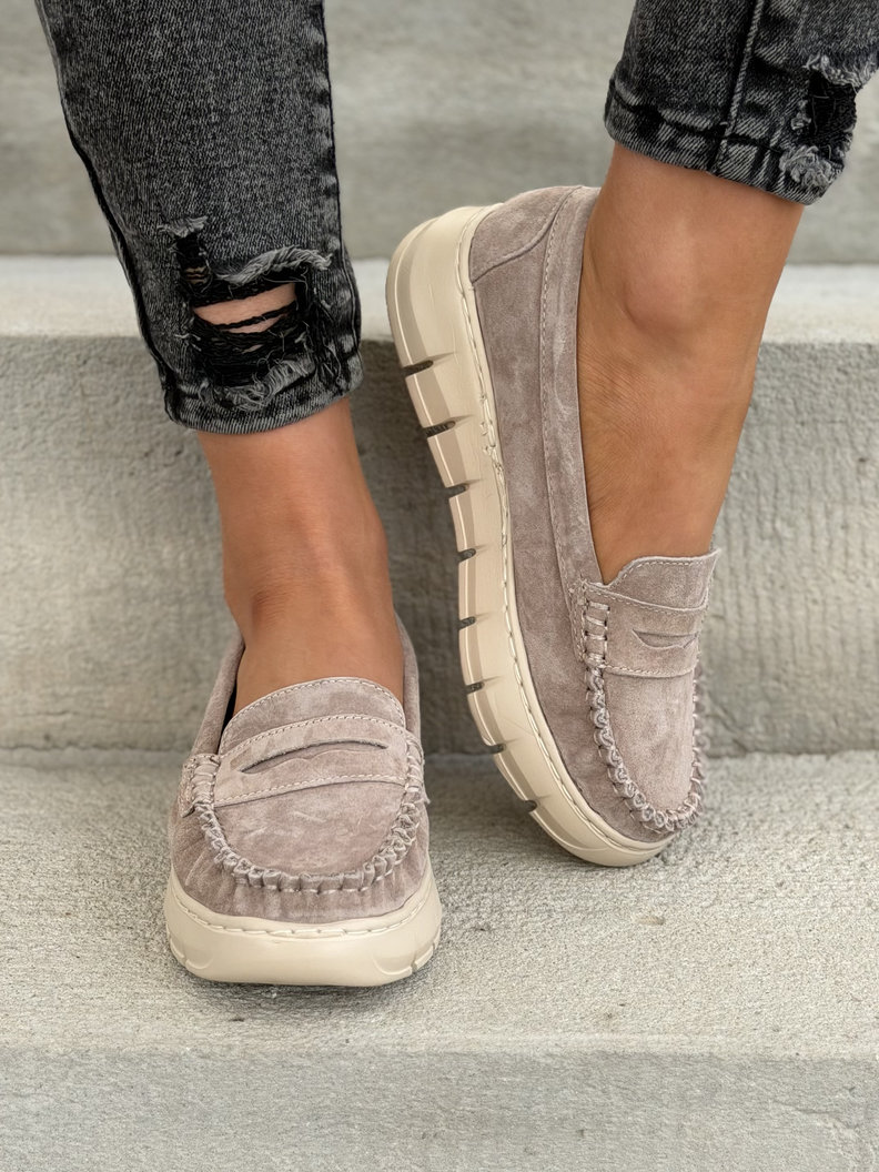 MOKASYNY DAMSKIE LUSORE BEIGE skóra naturalna - obrazek 4