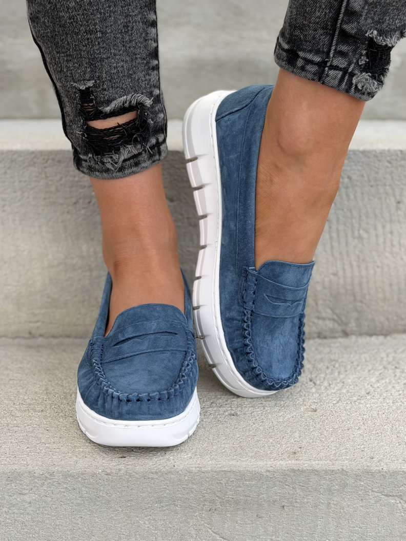 MOKASYNY DAMSKIE LUSORE JEANS BLUE skóra naturalna - obrazek 4