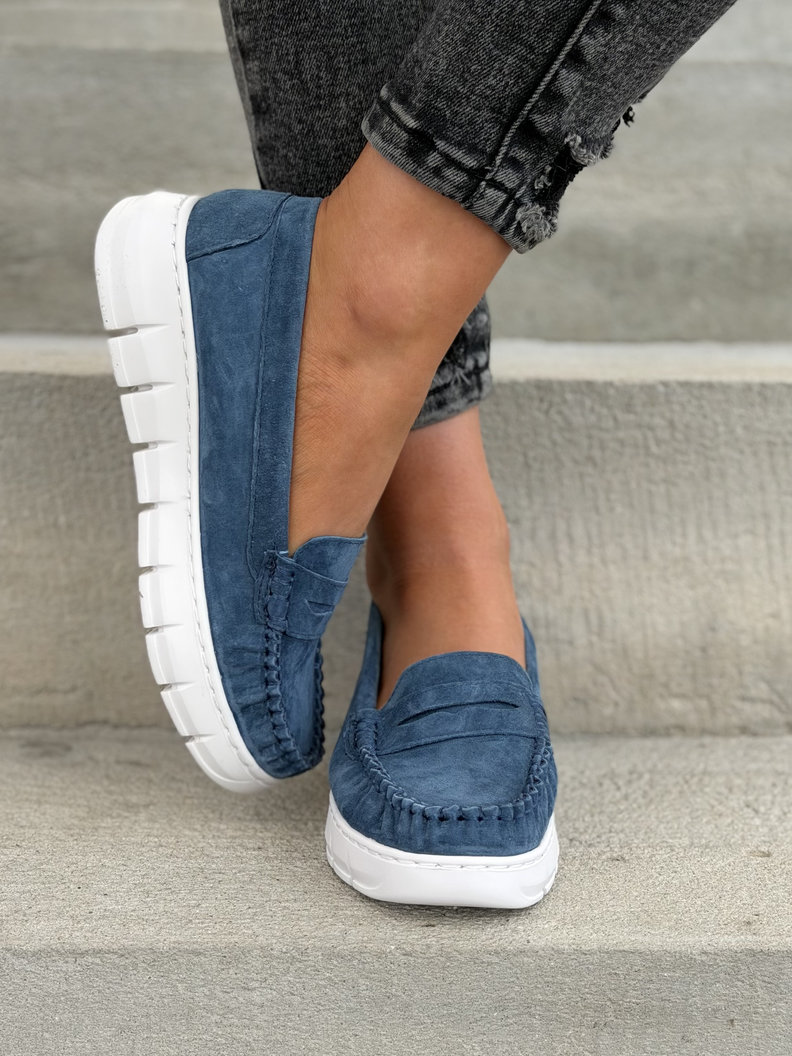 MOKASYNY DAMSKIE LUSORE JEANS BLUE skóra naturalna - obrazek 5