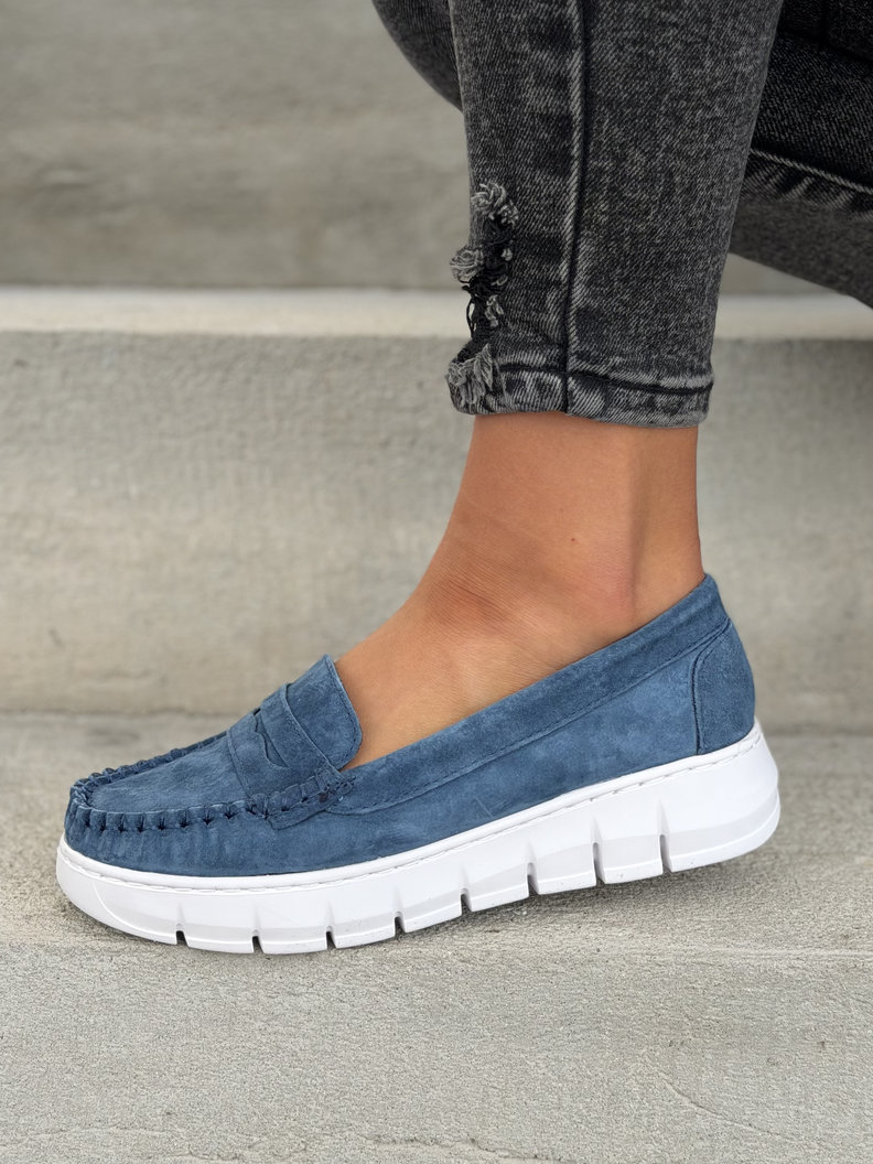 MOKASYNY DAMSKIE LUSORE JEANS BLUE skóra naturalna - obrazek 7