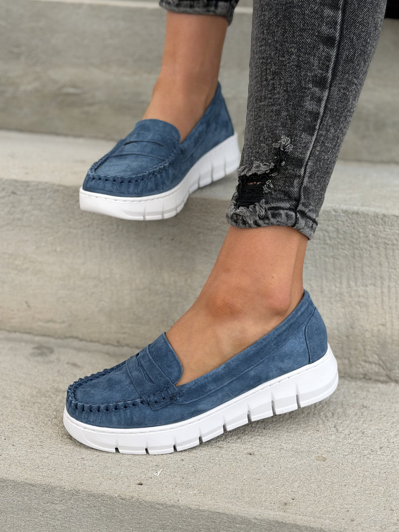 MOKASYNY DAMSKIE LUSORE JEANS BLUE skóra naturalna - obrazek 8