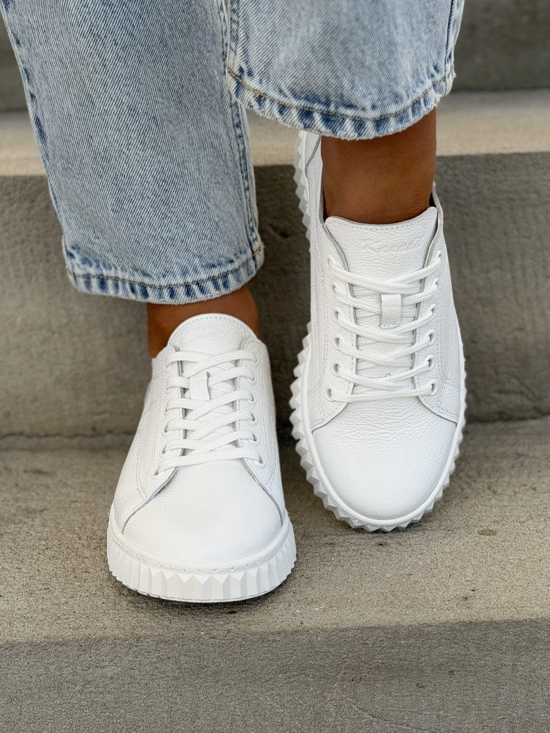 Minimalistyczne trampki KAZADII ELEVE ALL WHITE skóra naturalna - obrazek 4
