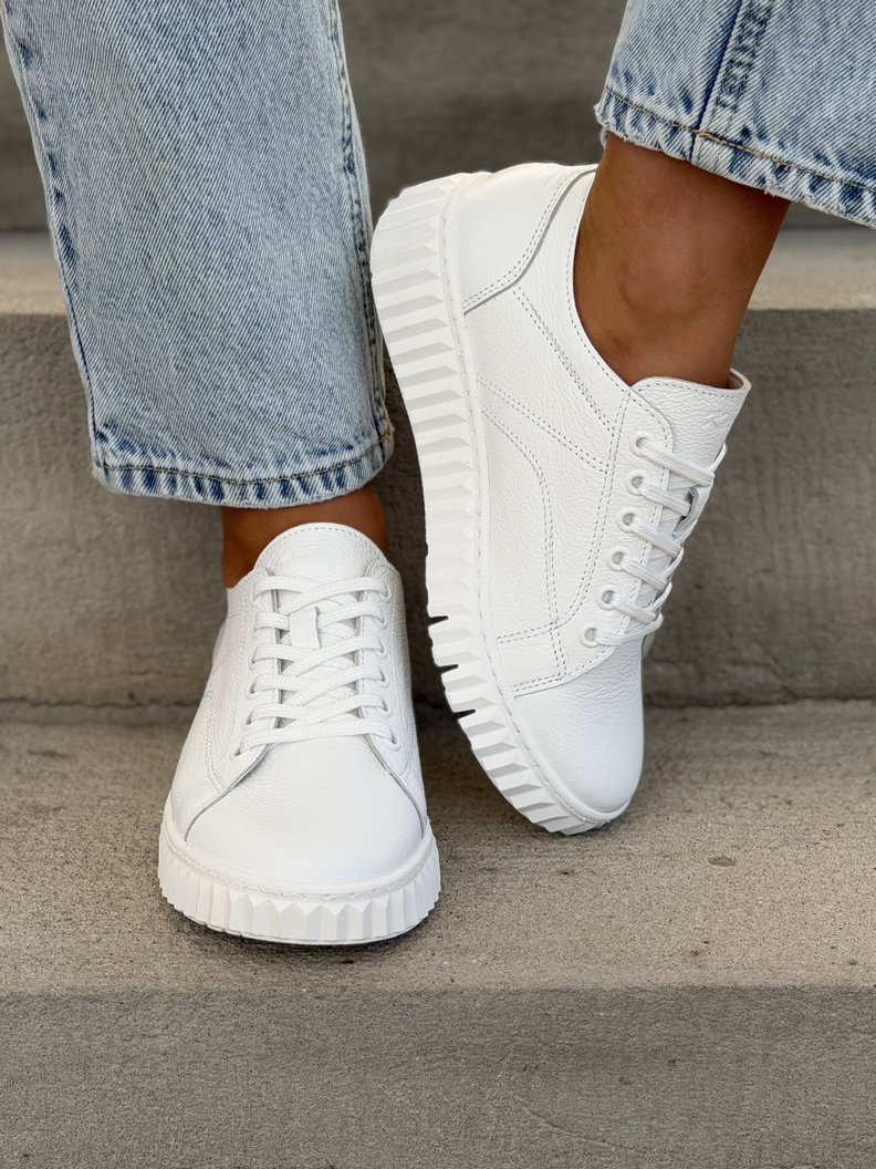 Minimalistyczne trampki KAZADII ELEVE ALL WHITE skóra naturalna - obrazek 5