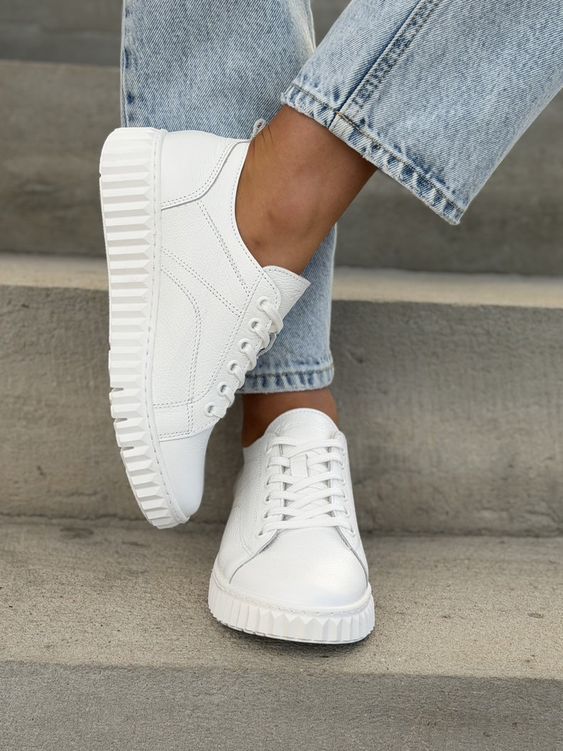 Minimalistyczne trampki KAZADII ELEVE ALL WHITE skóra naturalna - obrazek 6